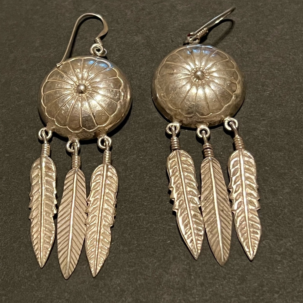 Silver dream catcher earrings